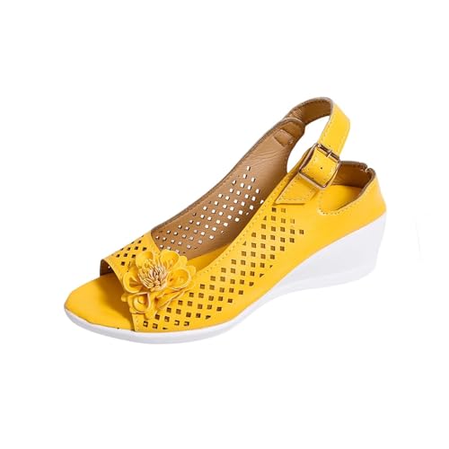 Sandales compensées pour femme avec plateforme épaisse jaune pointure 39.5 bout ouvert