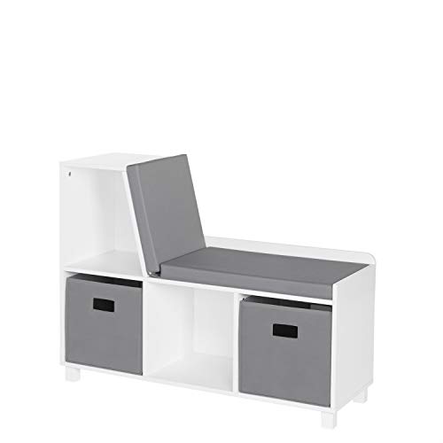 RiverRidge Home Book Nook Collection Kids Cubbies with 2pc Storage Bench, White With