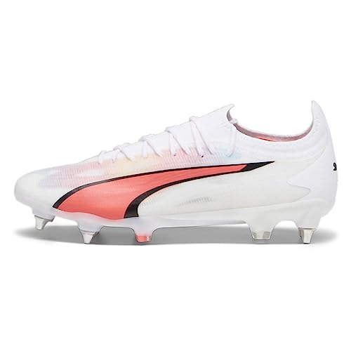 Puma Men's Ultra Ultimate MxSG Football Boots, White Black Fire Orchid Red, 5.5 UK