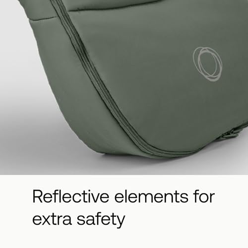 Image of Bugaboo All-Season Footmuff - Weatherproof, Breathable & Water-Repellent Toddler Footmuff with Removable Insert, Reflective Details, Two-Way Zipper, Fits All Bugaboo Strollers - Forest Green | Soft fleece lining, breathable materials, weatherproof protection, two-way zipper, reflective details, Forest Green