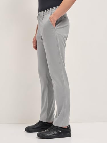 Image of Men's Grey Cotton Straight Fit Casual Trouser