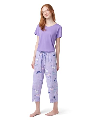 Image of HUE Women's Spring Pajama Separates Soft Whimsical Print Pjs with Flowers, Animals, Garden Themed Pjs, Cocktails