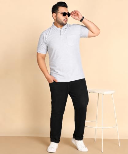 Image of INKKR Plus Size Solid Men's Polo Neck T-Shirt
