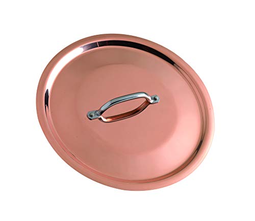 Coperchio Pentole Agnelli ALCU129T24 Coperchio di Rame Stagnato per Induzione con ponticello inox, 24 cm