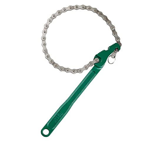 AUPREX 12 Inch Sturdy Carbon Steel Adjustable Heavy Duty Ratcheting Chain Oil Filter Wrench Reversible Chain Style Pipe Fitter With Multi-Purpose