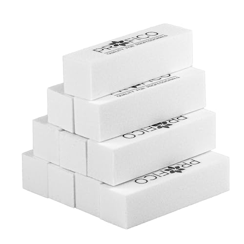 PROFICO Nagelpolierblock Buffer 240/240 10 Stück 4-Seitig Feilblock Nagelfeile für Maniküre Pediküre und Nagelmodellage Schleifblöcke Professionelle Nagelfeile Block (Weiß)