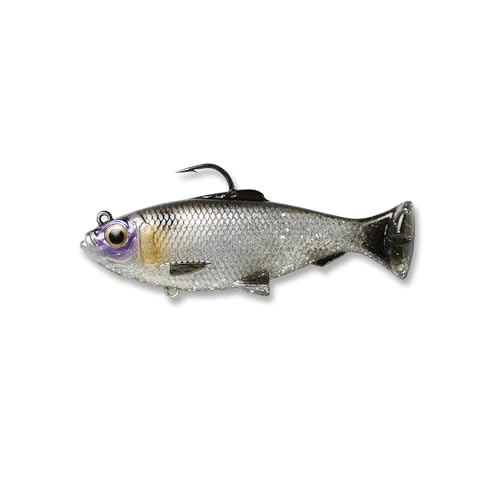 Savage Gear Pulse Tail Baitfish RTF Fishing Bait, 1 oz, Silver Black Back, Realistic Contours & Movement, Durable Construction, Heavy-Duty Fishing Hook, Built-in Rattle