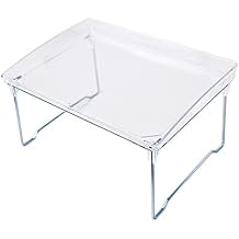 Teensery Clear Acrylic Cabinet Shelf Foldable Kitchen Counter Shelf Rack Stackable Storage Stand Organizer for Bathroom Pantry Countertop Cupboard, 1 Piece