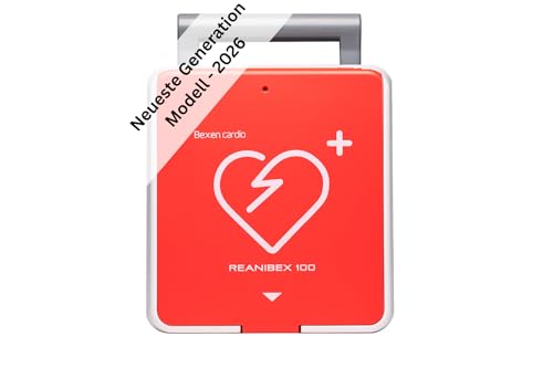 Reanibex 100 AED Defibrillator 2026 vollautomatische Schockauslösung für Zuhause im Betrieb Kleinkindertaste Ladezeit 0 Sekunden 7 Jahre Garantie Sprache DE/UK/FR Erste-Hilfe Set