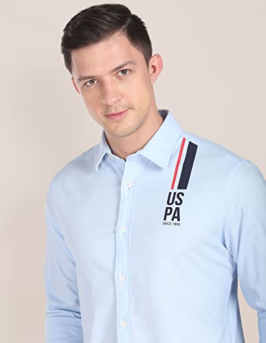 Image of U.S. POLO ASSN. Brand Printed Tailored Fit Shirt for Men - Cotton, Breathable & Comfortable, Full Sleeves Casual Shirt for Men