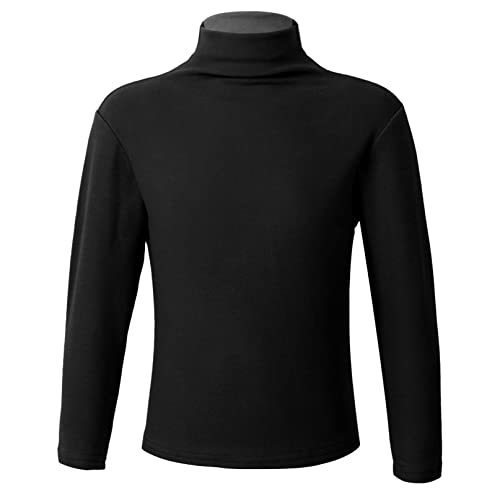 iiniim Camiseta Térmica Interior Unisex Bebé Niños Invierno Suéter Cuello Alto Manga Larga Colores Lisos Sudadera Jumper Pullover Tops Blusa Clásico Negro B 1-2 años Cover