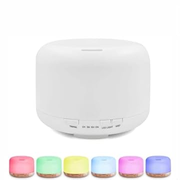 Difusor de Aromas Aromatizador Elétrico Led 7 cores com Controle Remoto Umidificador e Purificador de Ar para a sua casa e o ambiente de trabalho - Difusor de desligamento automático (Branco)