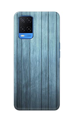 Image of Printed Hard Back Cover Case for Oppo A54 4G Back Cover (Wooden Blue) -702