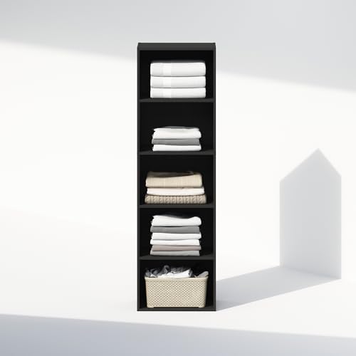 Image of Furinno Reed Closet Organizers and Storage, 5-Tier Closet Organizer, Open Shelf Closet Storage, for Wardrobe, Bedroom, Living Room, Blackwood