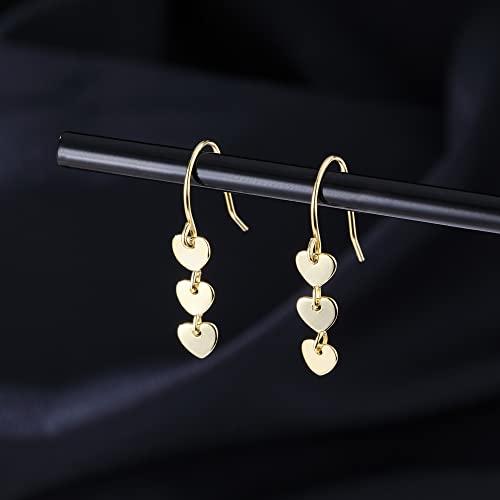 Reffeer Solid 925 Sterling Silver Love Heart Drop Earrings for Women Teens Sweet Heart Dangle Earrings Hook Earrings3