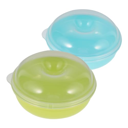 Garneck 2 piezas Caja para Pan y Donuts Almacenamiento Reutilizable Microondas para Encimera Cocina Colores Azul y Verde Diseño Práctico y Fácil Limpieza Reutilizable