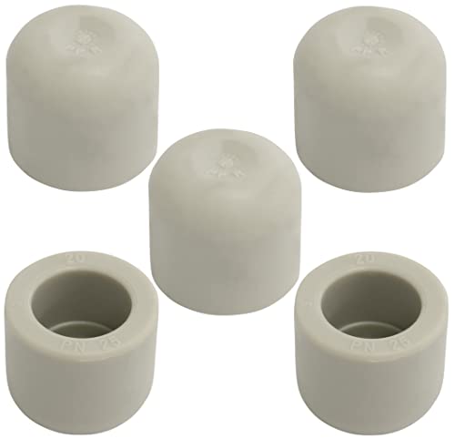 AERZETIX - C66832 - Set di 5 tappi in PPR/polipropilene/ Ø20mm PN25 per tubo acqua - impianto idraulico riscaldamento installazione sanitario sistema di alimentazione raccordo circuito freddo caldo