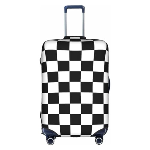 EdNeY Checkered White Black Racing Flag Travel Luggage Cover Elastic Anti-scratch Suitcase Cover Protector Spandex Stretch Luggage Baggage Covers Fits 22-24 Inch Luggage,M