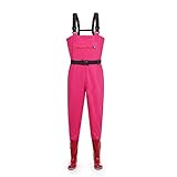 Wathose Wathose Für Frauen Wathose Mit Stiefeln wasserdichte Atmungsaktive Crosswater Trägerhose(Rose,38)