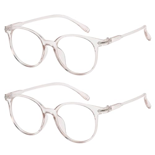 Image of OWL Round Blue Light Blocking Fake Eyeglasses for Women Men - Lightweight Frame, Anti UV400 Rays Protection Eyewear - 2 Pack