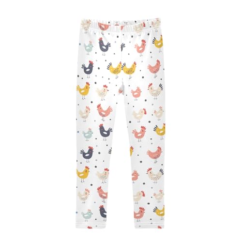 Cute Animal with Chicken Girls Leggings Athletic Pants Tights Stretch Bottom