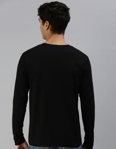 Image of Veirdo Pure Cotton Round Neck Regular Fit Graphic Printed Full Sleeve T-Shirt for Men (Colors- Red, Navy, Black, Swanwhite & White) Sizes: S to 2XL