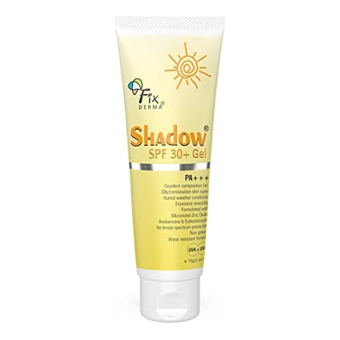 Fixderma Shadow SPF 30+ Gel, Dermatologist tested Offers SPF 30 +, Broad Spectrum UVA and UVB Protection, Water resistant sunscreen, Non-greasy sunscreen, Offers PA++ Protection, SPF 30 Gel- 75g Cover