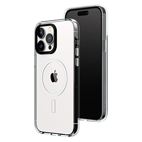 RhinoShield Clear Case Compatible with Magsafe for [iPhone 14 Pro Max] Superior Magnetic Advanced Yellowing Resistance Crystal Clear Protective and Customizable Clear Phone Case-Black Camera Ring