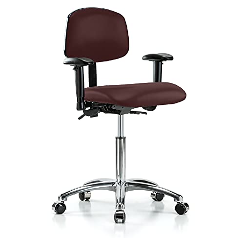 Image of Perch Chrome Task Chair, Rolling, 21.5 inch-29 inch, Burgundy Vinyl