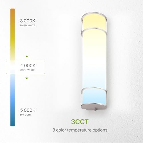 Image of ASD LED 24 inch Vanity Flush Mount Light Fixture, Linear Bathroom Lighting Bar | 3CCT, Dimmable, ETL Listed | 25W 2600LM 3000-5000K 100-277V | Long Tube Bath Wall Sconce Over Mirror | Nickel, 4 Pack