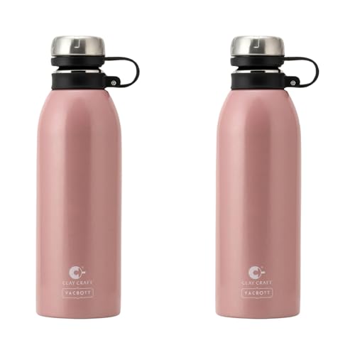 Image of Clay Craft VACBOTT Charlie Double Walled 24 Hours Hot and Cold Water Bottle-900ML, 2-Piece(Ruby) Leak Proof|Easy to Carry|Gym Bottle|Home|Kitchen|Hiking|Travel Bottle|BIS Certified|Made in India