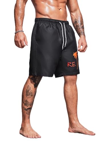 Floerns Men's Graphic Print Drawstring Waist Swim Trunks Beach Shorts Swimwear4