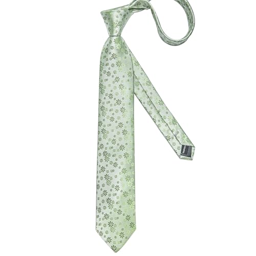 Image of DiBanGu Silk Floral Ties for Men Woven Paisley Necktie and Tie Clip Handkerchief Cufflinks Set for Party Wedding