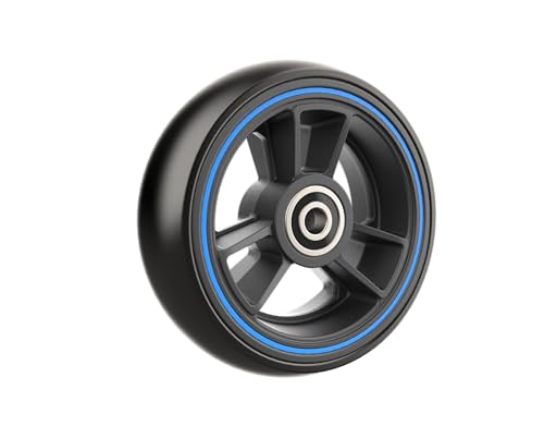 RIANT WHEEL, W534, 5 X 1.4 inch, Solid, PU Wheels, Wheelchair Casters, Nylon Rim, one Pair (Blue)