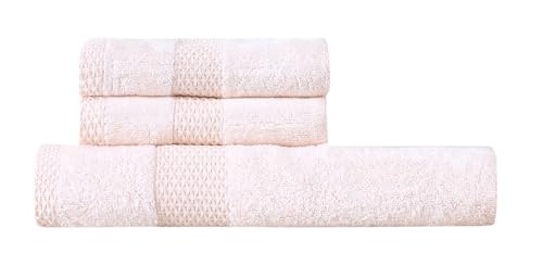 Image of 100% Natural Bamboo Towel 550 GSM 3 Pcs Towel Set (1 Bath75X150 +2 Hand 40x60) (Pearl Peach)