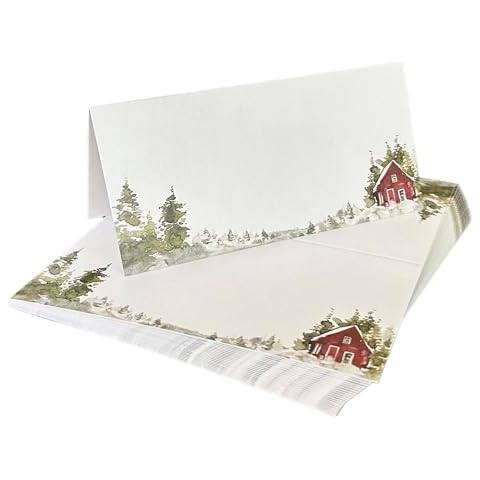 Desert Mercantile Winter Wonderland Place Cards - 25 pack – Tented Table Cards for Holiday Table Decor, Winter Weddings, Holiday Buffets, Dinner Parties, or Place Settings. 2"x3.5" (folded). Cover