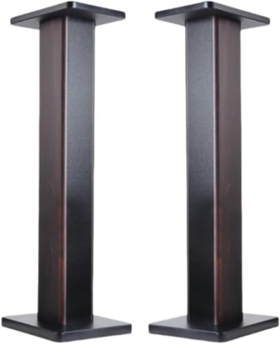 Klivex スピーカースタンド、木製、2ピーススピーカー サ ウンドベースフロア 卓上防振木製スタンド 滑り止め 砂を詰めることもできる (ブラックウォールナット,90cm)