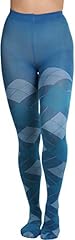 Large Opaque Contrast Argyle Print - Blue / White