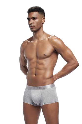 Boxer Pour Homme En Modal Respirant Sous-Vêtement 4 Pièces Boxer Court Taille Basse Extensible Confort Homme (FR/ES, Alpha/lettres, TTG, Taille normale, Taille normale, Blanc + noir + gris + bleu) – vue 8