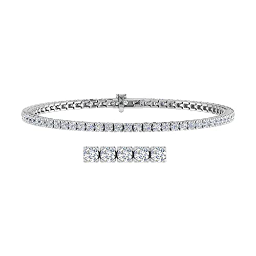 Image of 2 to 7 Carat Natural Diamond Tennis Bracelet for Women in 14K Gold (7 Inch) - IGI Certified (I1-I2 Clarity)