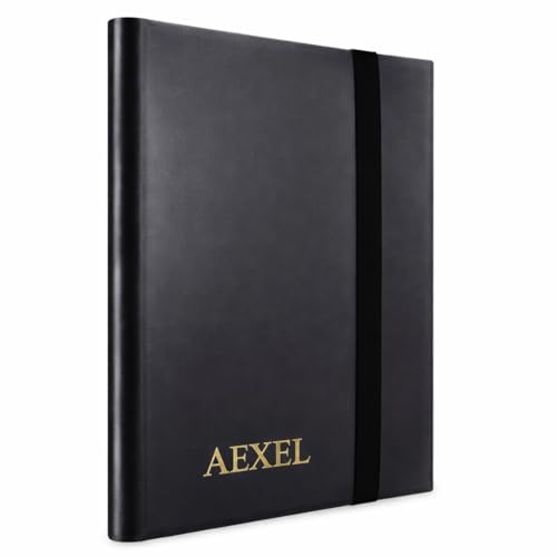 Image of Trading Card Binder Soft PP Material Elastic Strap, Store Cards with Sleeves,Black color (4 Pocket 160 Cards Capacity)