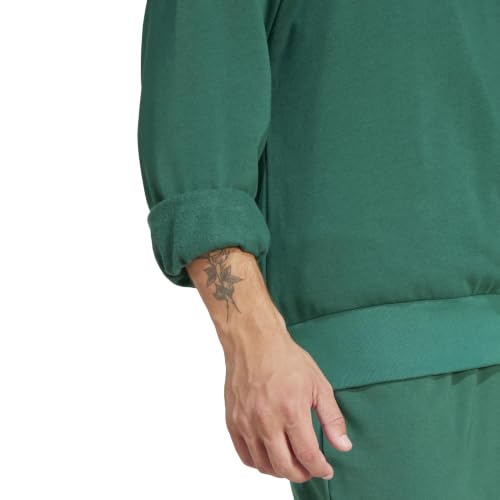 adidas Men's Essentials Feel Cozy Fleece Sportswear Sweatshirt, Collegiate Green/Black - image 4