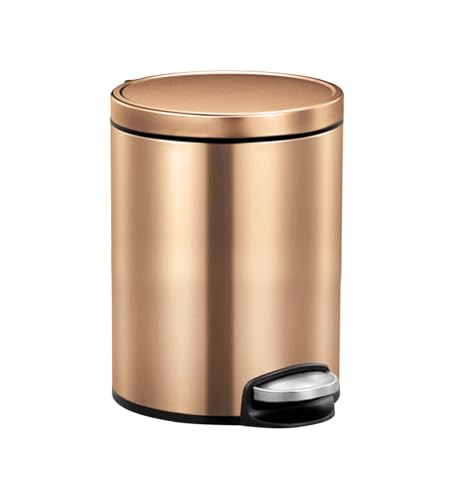 Image of Obsessions EKO Soft-Close Bathroom Trash Can - 5L Stainless Steel Pedal Bin with Lid & Liner, Elegant Waste Basket for Home & Office, Bronze Copper