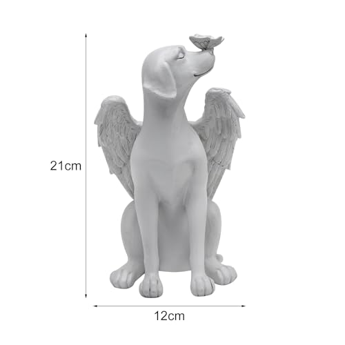 UOCAI Hunde Engel Gedenkstatue Grabstein Hund Gedenkstein Hund Haustier Denkmal Grab Tomb Garten Deko Schlafender Hund Statue Harz Hund Ornament Engelfiguren Hund Passing Away Geschenke