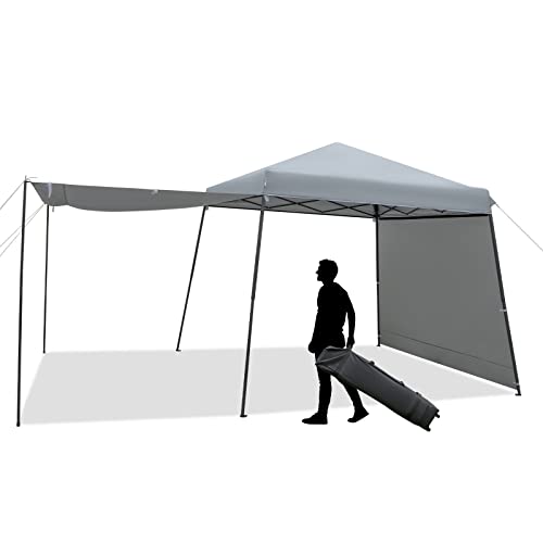 BKSXSOP Gazebo emergente de 3 x 3 m, Carpa instantánea con Paredes Laterales, Patas inclinadas y Bolsa con Ruedas, toldo Plegable de 3 Niveles para Exteriores, protección Solar UPF50+, IDE