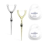 DKJEkdje 2 Set Stainless Steel Dental Floss Set with Replaceable Picks, Toothpick Holder & 1969inch Roll - Portable Oral Care Kit in PVC Case