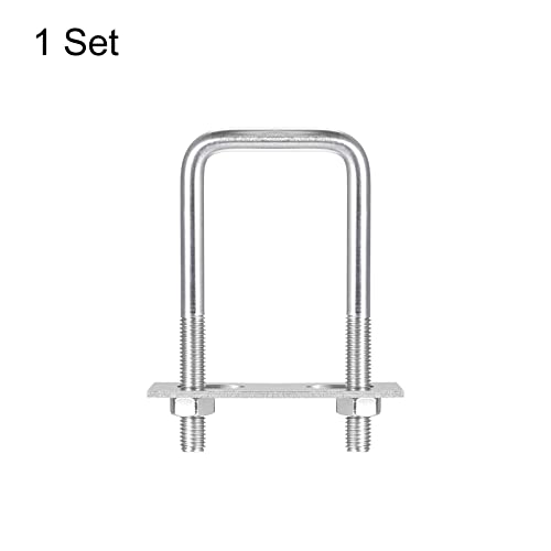 Image of uxcell Square U-Bolts, 52mm(2.05 inch) Inner Width 120mm Length M10 304 Stainless Steel U Clamp Bolt with Nuts and Plates, for Boat Trailer
