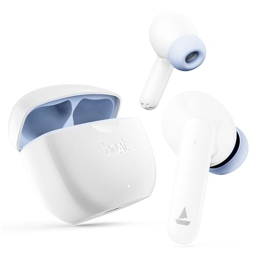 Image of Boat Airdopes 120 Truly Wireless in Ear Ear Buds w /in Ear Detection, 40 hrs Playtime Quad Mics with ENx Tech, ASAP Charge, IWP Tech, Beast Mode with 65 ms Low Latency, BTv5.3 & IPX4(Ivory White)