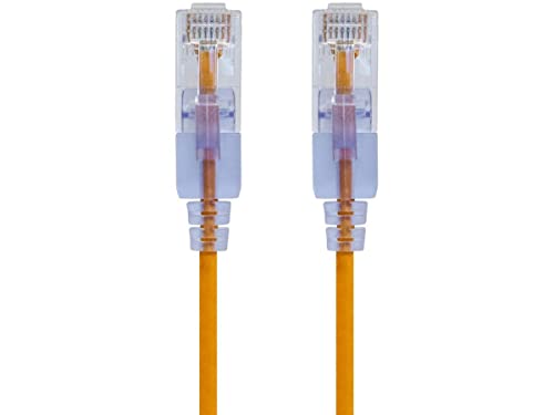 Image of Monoprice Cat6A 14ft Yellow 10-Pk Patch Cable UTP 30AWG 10G Pure Bare Copper Snagless RJ45 SlimRun Series Ethernet Cable