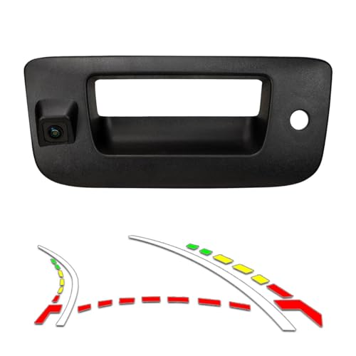 Image of Tailgate Handle Reverse Backup Camera Replacement for Chevy Silverado and GMC Sierra Years 2007-2013, GreenYi AHD 720P Pickup Rear View Parking Camera with Trajectory Guideline
